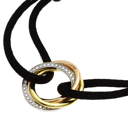 CARTIER Trinity Diamond Black Cord Bracelet K18 Yellow Gold 18K Pink GoldLadies [Used]