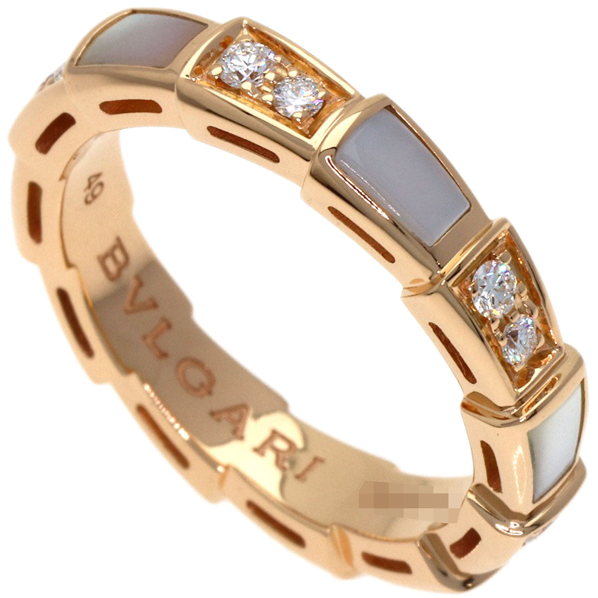 BVLGARI Serpenti White Shell Diamond #49 Ring K18 Pink Gold Ladies [Used]