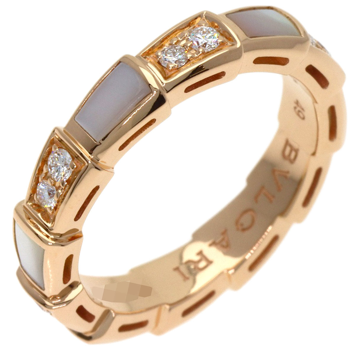 BVLGARI Serpenti White Shell Diamond #49 Ring K18 Pink Gold Ladies [Used]