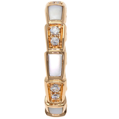 BVLGARI Serpenti White Shell Diamond #49 Ring K18 Pink Gold Ladies [Used]