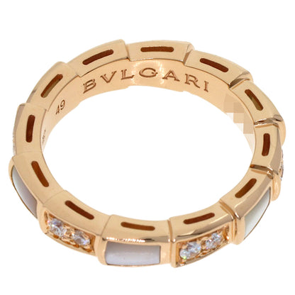 BVLGARI Serpenti White Shell Diamond #49 Ring K18 Pink Gold Ladies [Used]