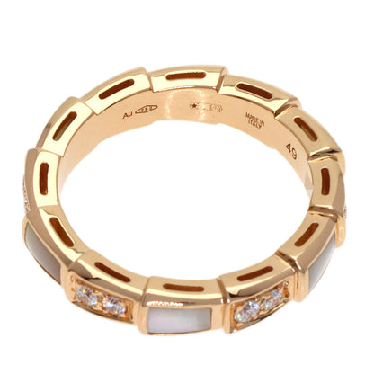 BVLGARI Serpenti White Shell Diamond #49 Ring K18 Pink Gold Ladies [Used]