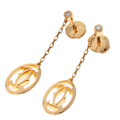 CARTIER Logo Double C Diamond earring K18 Pink Gold Ladies [Used]
