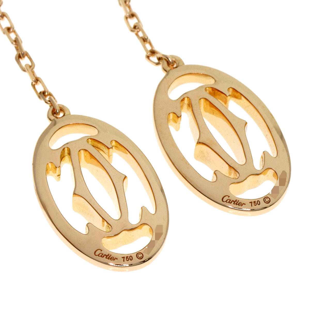 CARTIER Logo Double C Diamond earring K18 Pink Gold Ladies [Used]