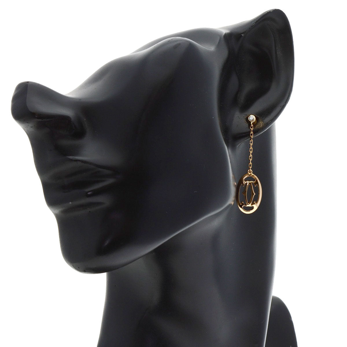 CARTIER Logo Double C Diamond earring K18 Pink Gold Ladies [Used]