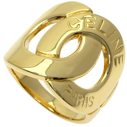 CELINE Logo Double Circle Diamond Ring K18 Yellow Gold Ladies [Used]