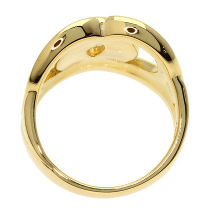 CELINE Logo Double Circle Diamond Ring K18 Yellow Gold Ladies [Used]