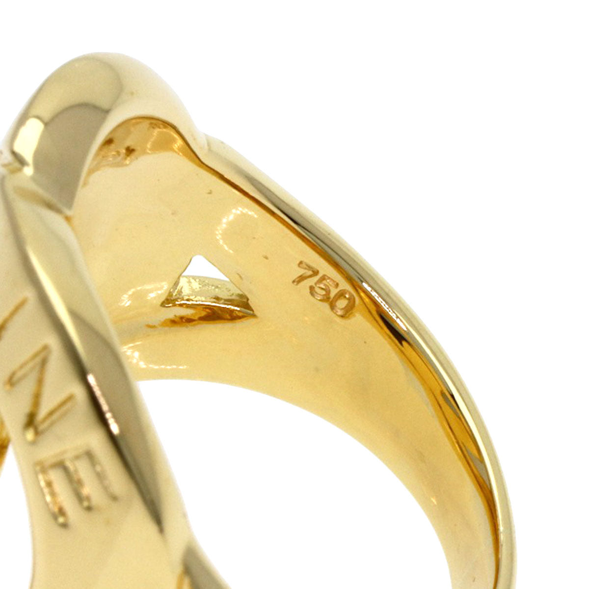 CELINE Logo Double Circle Diamond Ring K18 Yellow Gold Ladies [Used]