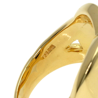 CELINE Logo Double Circle Diamond Ring K18 Yellow Gold Ladies [Used]