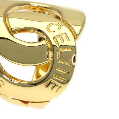 CELINE Logo Double Circle Diamond Ring K18 Yellow Gold Ladies [Used]