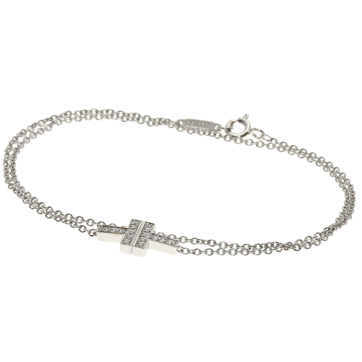 TIFFANY&Co. T TWO Diamond Bracelet K18 White Gold Ladies [Used]