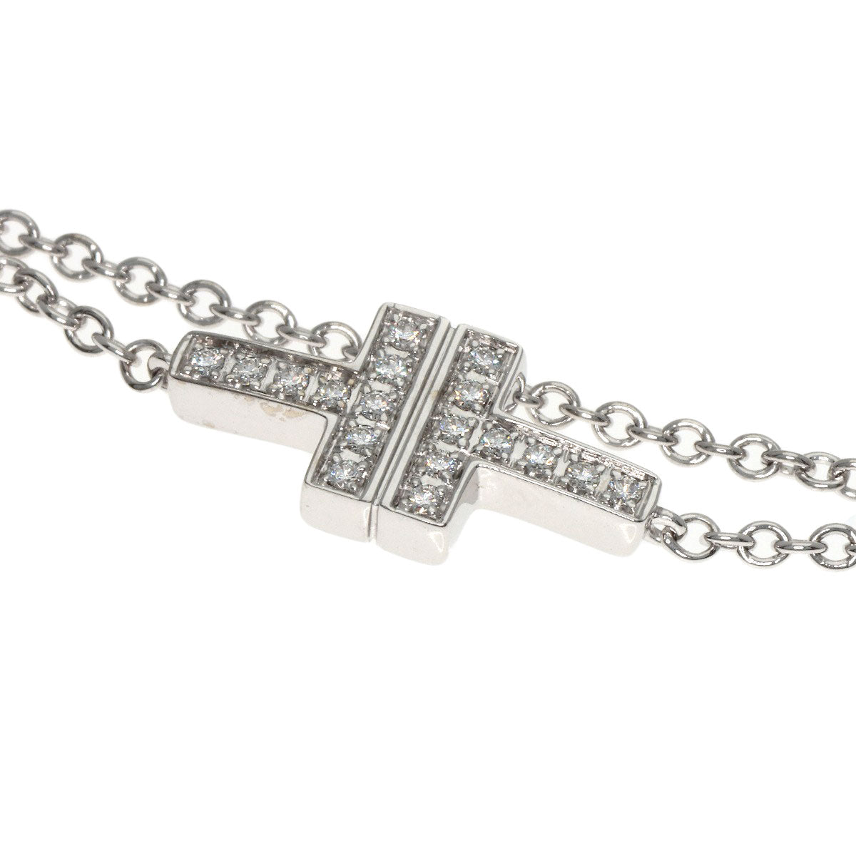 TIFFANY&Co. T TWO Diamond Bracelet K18 White Gold Ladies [Used]