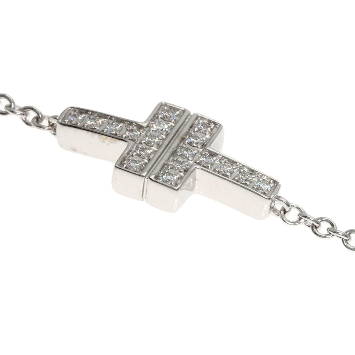 TIFFANY&Co. T TWO Diamond Bracelet K18 White Gold Ladies [Used]