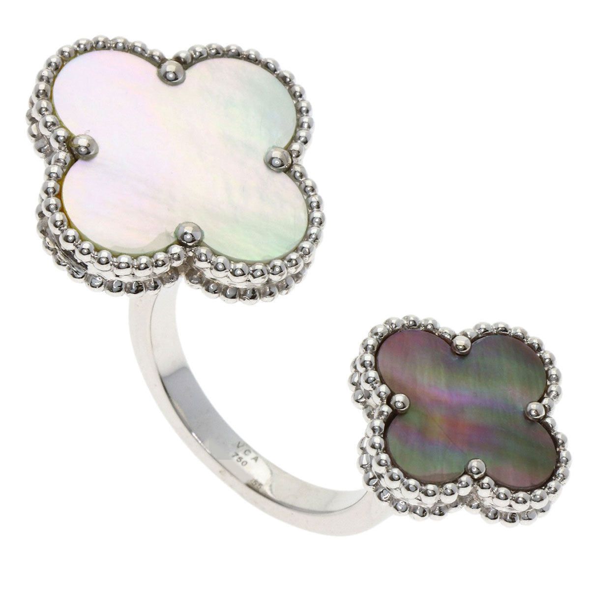Van Cleef & Arpels Magic Alhambra Entree Les Doors Shell Ring K18 White Gold Ladies [Used]