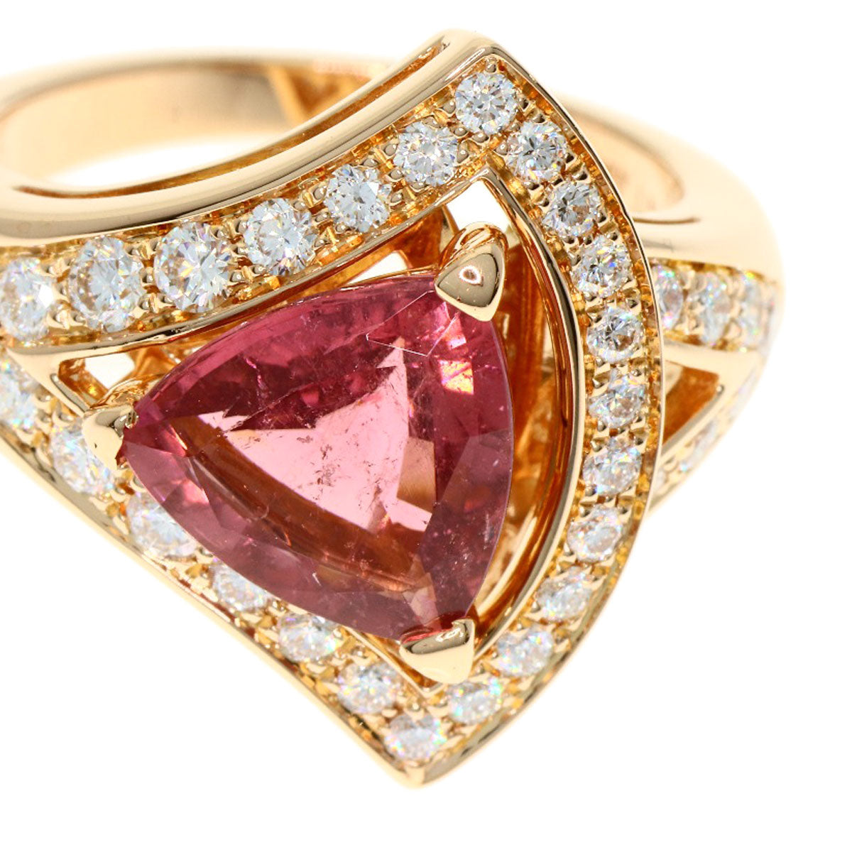 BVLGARI Diva Dream Pink Tourmaline Diamond Ring K18 Pink Gold Ladies [Used]