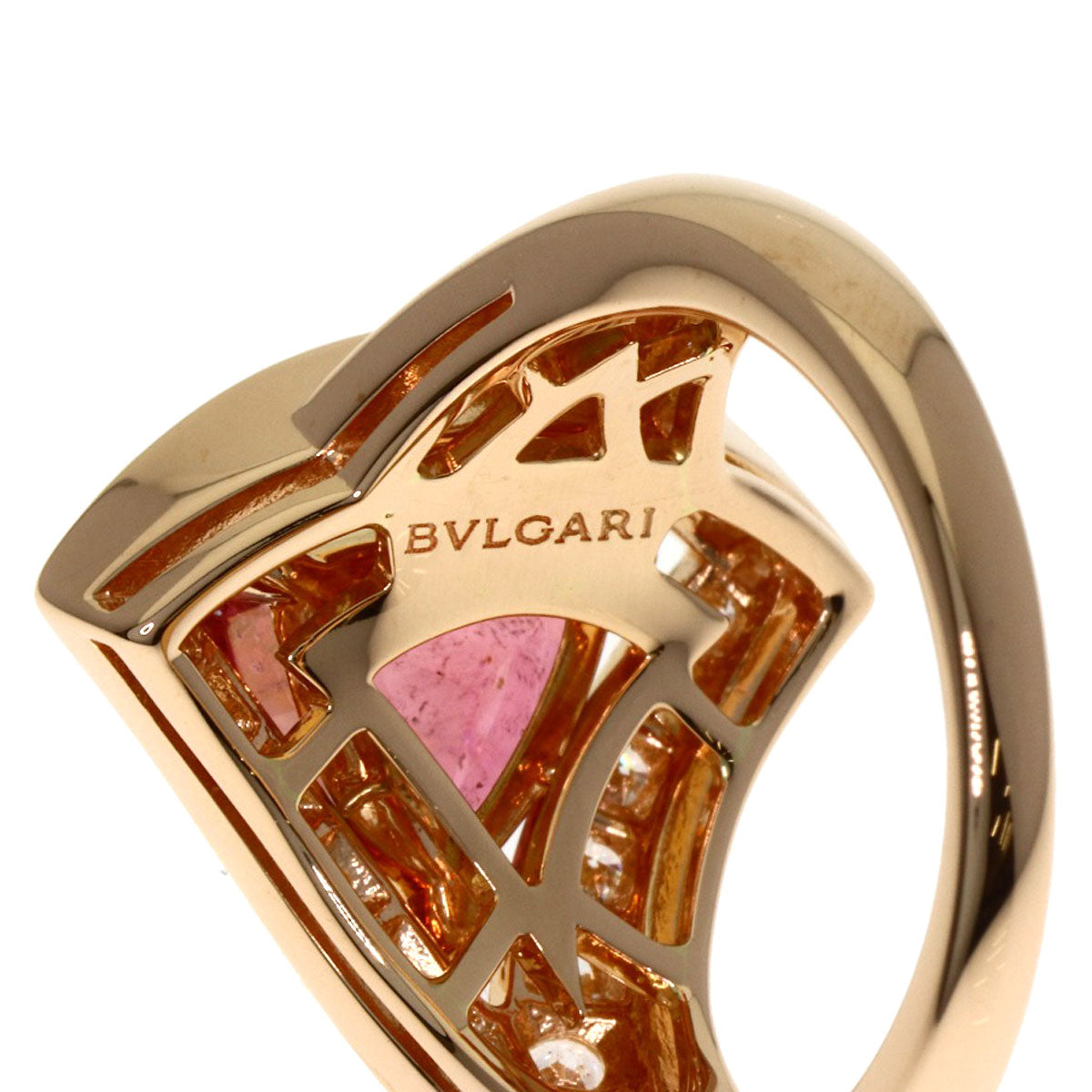 BVLGARI Diva Dream Pink Tourmaline Diamond Ring K18 Pink Gold Ladies [Used]