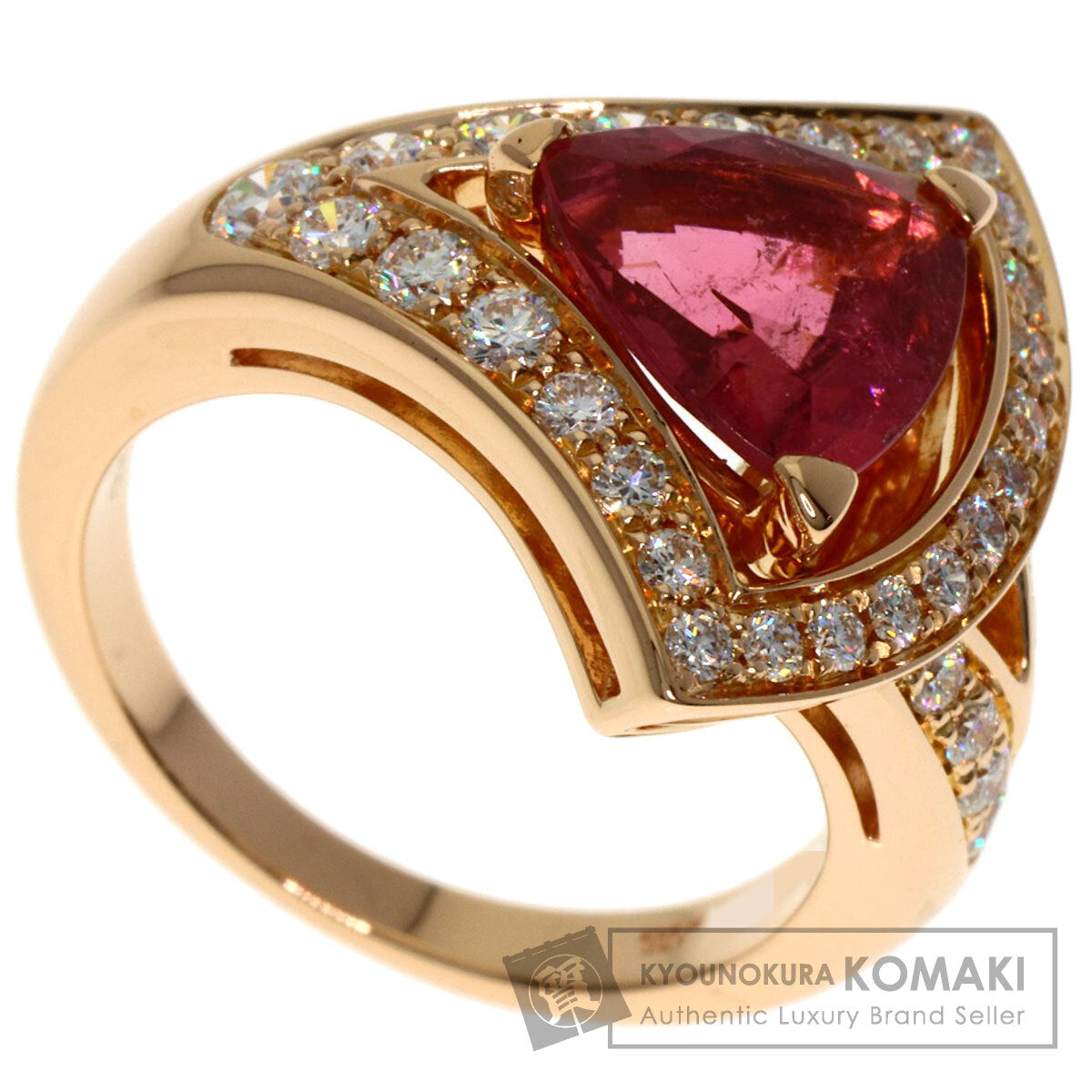 BVLGARI Diva Dream Pink Tourmaline Diamond Ring K18 Pink Gold Ladies [Used]