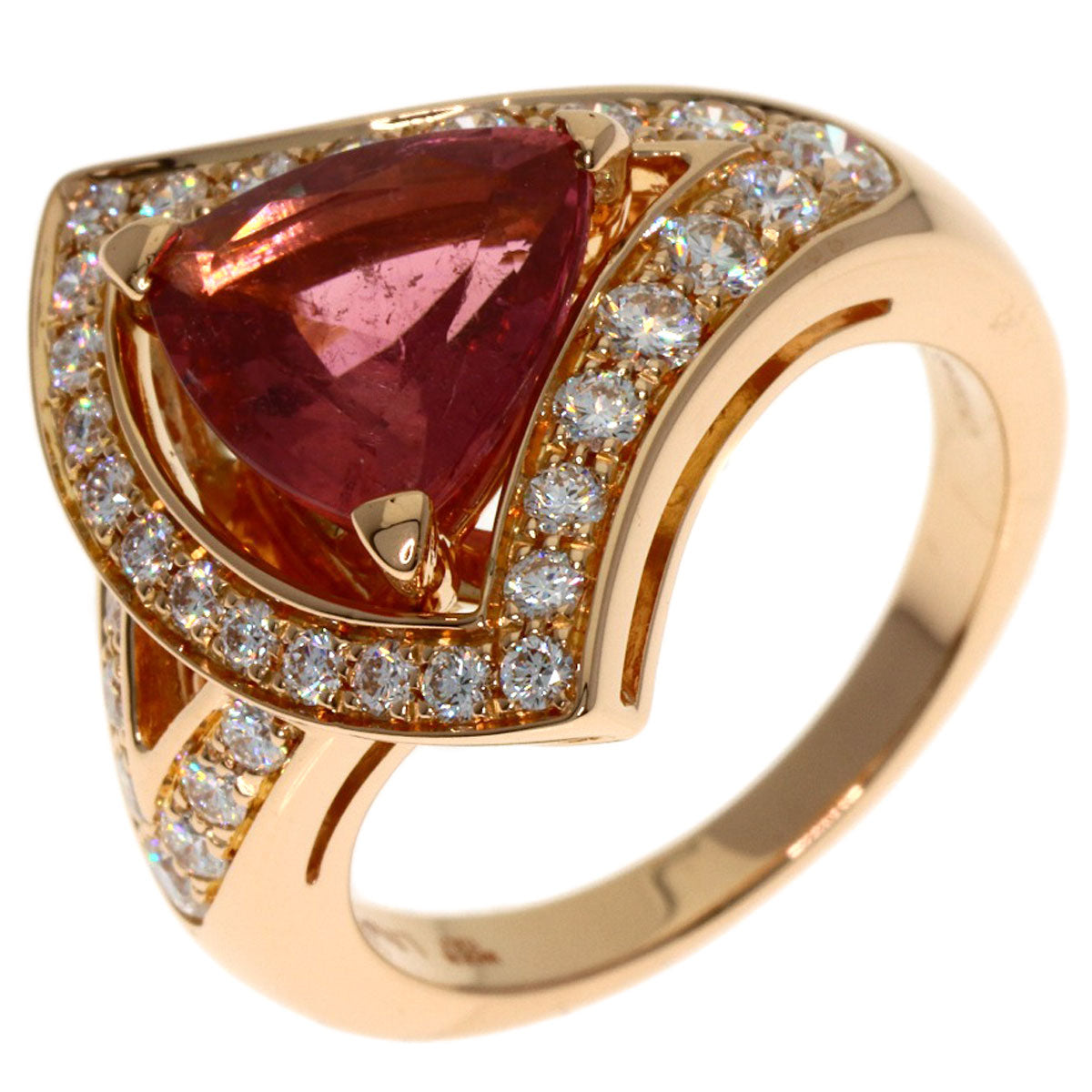 BVLGARI Diva Dream Pink Tourmaline Diamond Ring K18 Pink Gold Ladies [Used]