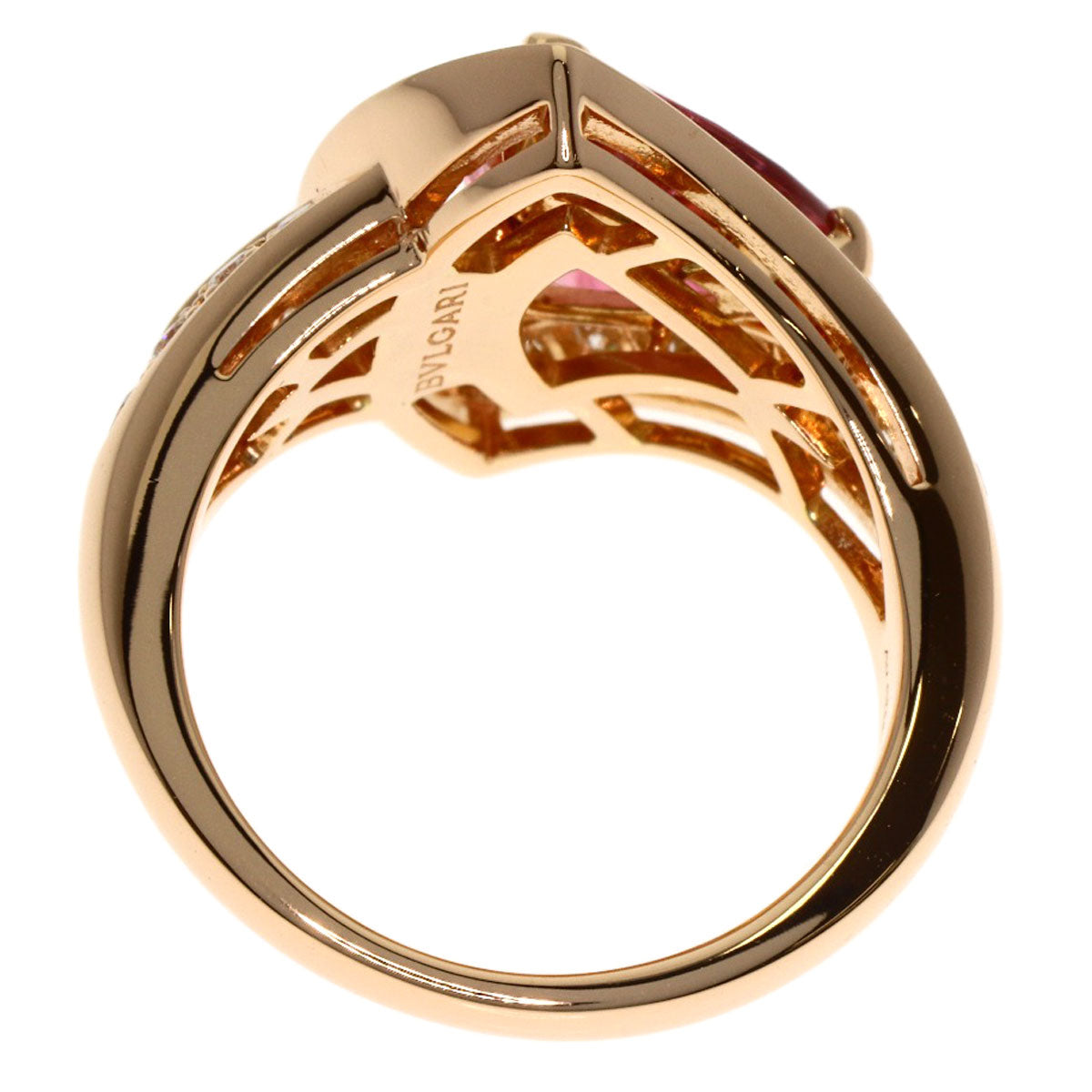BVLGARI Diva Dream Pink Tourmaline Diamond Ring K18 Pink Gold Ladies [Used]