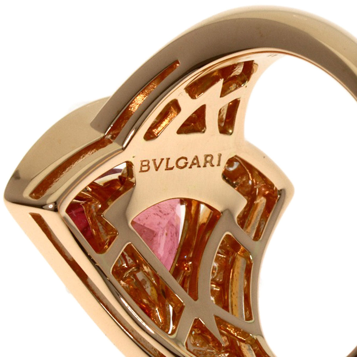 BVLGARI Diva Dream Pink Tourmaline Diamond Ring K18 Pink Gold Ladies [Used]