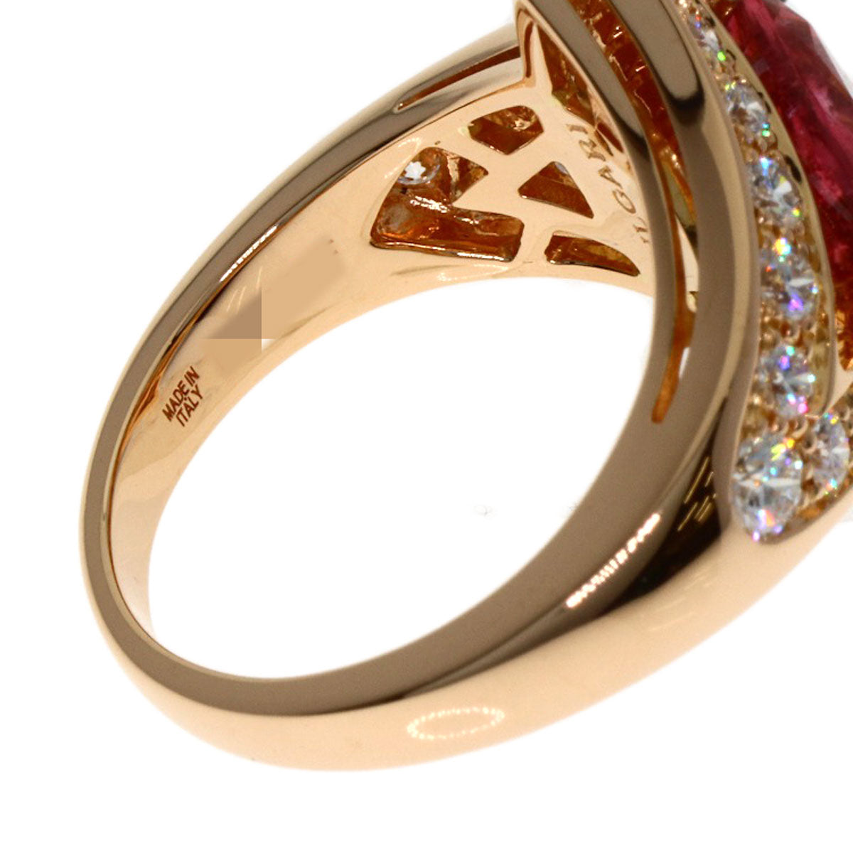 BVLGARI Diva Dream Pink Tourmaline Diamond Ring K18 Pink Gold Ladies [Used]