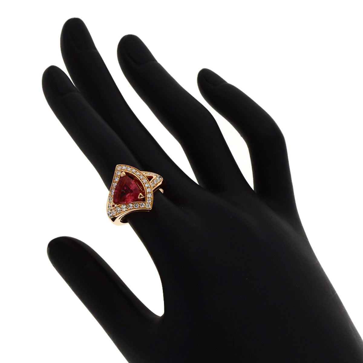 BVLGARI Diva Dream Pink Tourmaline Diamond Ring K18 Pink Gold Ladies [Used]