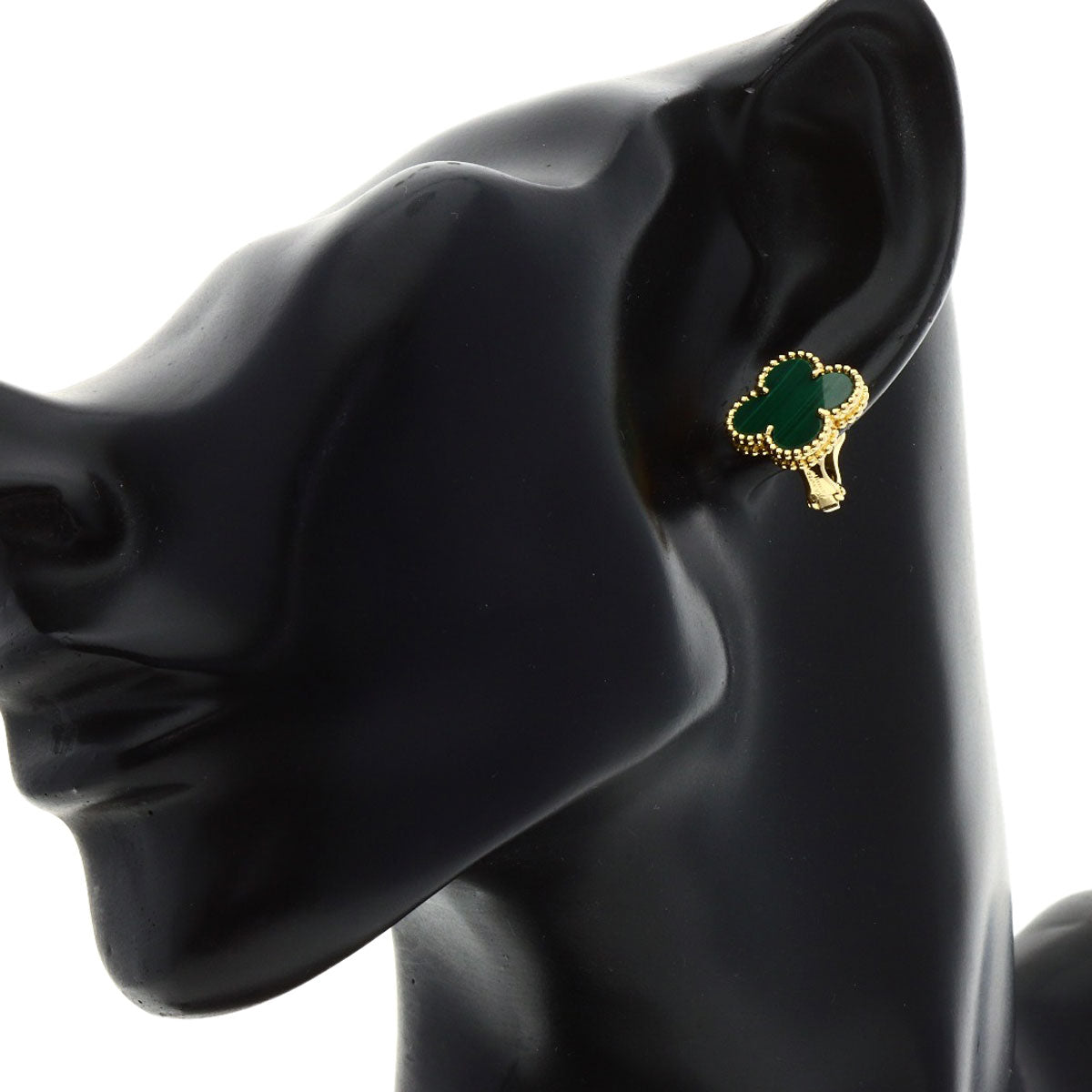 Van Cleef & Arpels Vintage Alhambra Malachite Earring K18 Yellow Gold Ladies [Used]