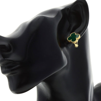 Van Cleef & Arpels Vintage Alhambra Malachite Earring K18 Yellow Gold Ladies [Used]