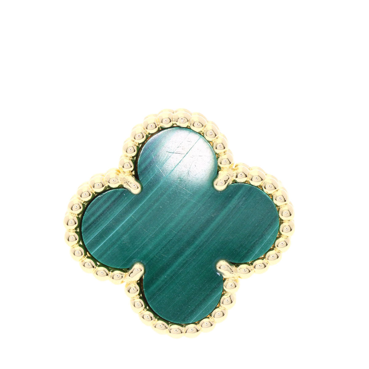 Van Cleef & Arpels Vintage Alhambra Malachite Earring K18 Yellow Gold Ladies [Used]