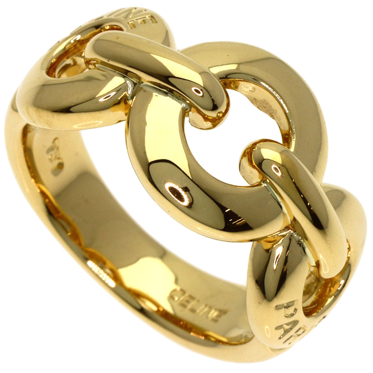 CELINE Circle logo Ring K18 Yellow Gold Ladies [Used]