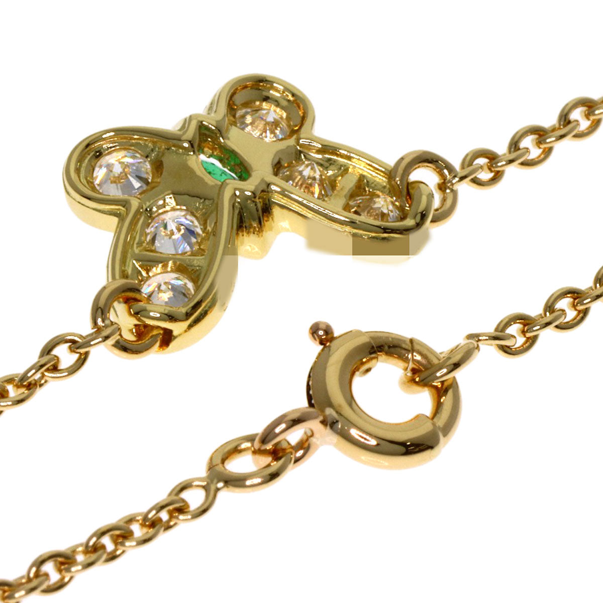 Van Cleef & Arpels Papillon Emerald Diamond Necklace K18 Yellow Gold Ladies [Used]