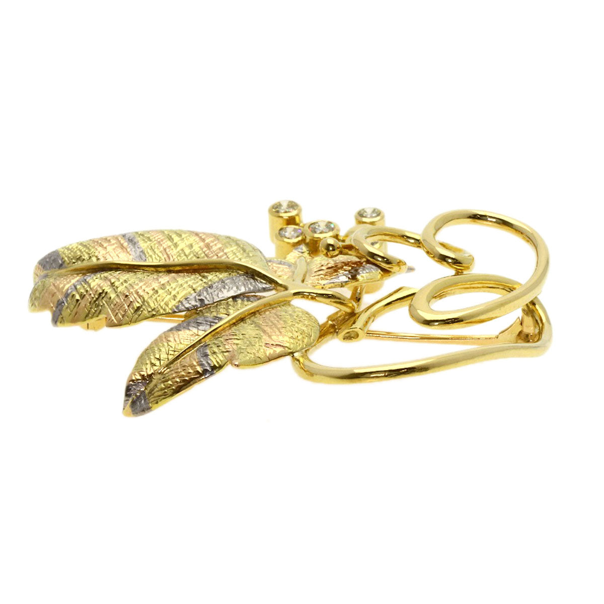 TASAKI Grape leaf motif Diamond Brooch K18 Yellow Gold 18K Pink GoldLadies [Used]