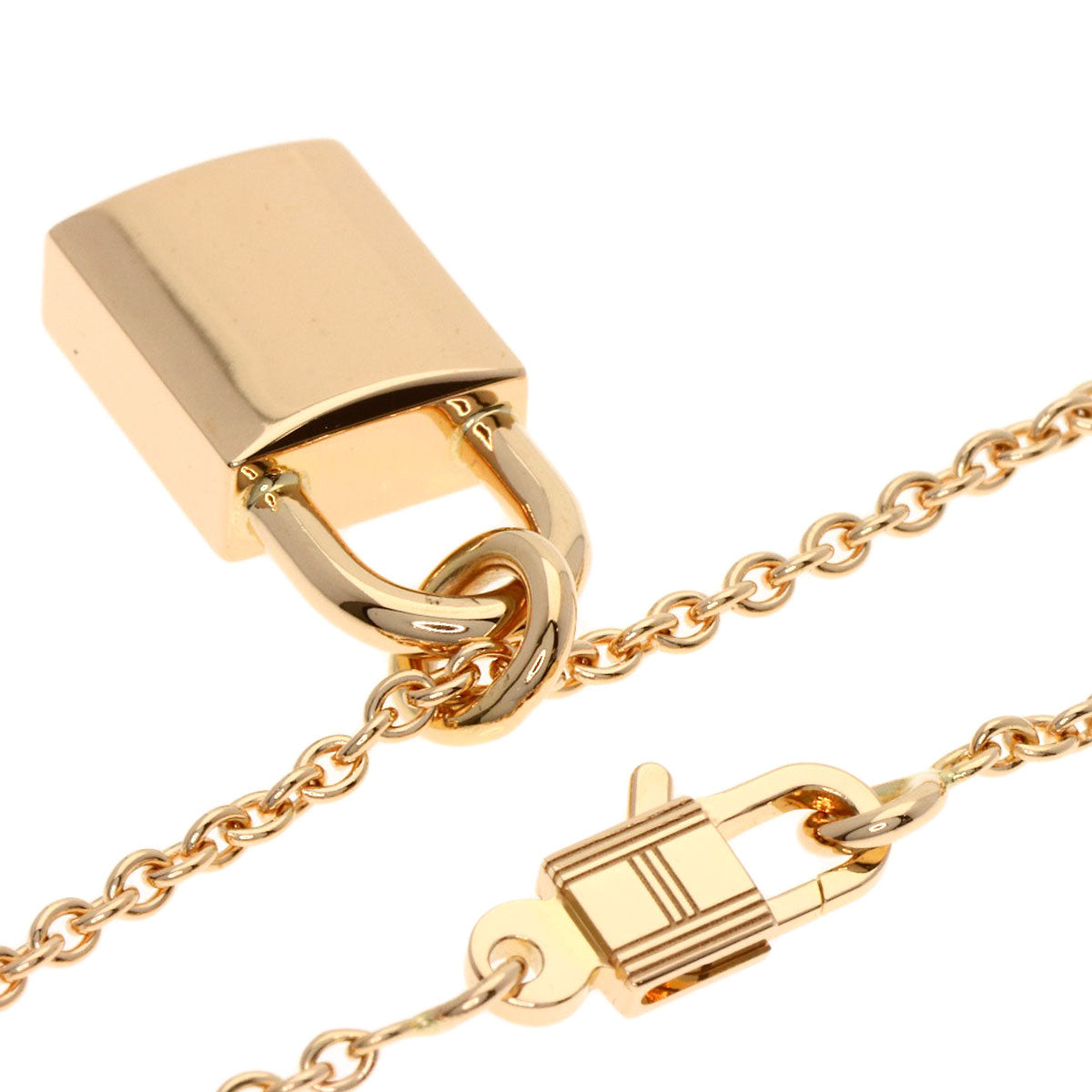 HERMES Kelly Cadena Diamond Amulet Necklace K18 Pink Gold Ladies [Used]
