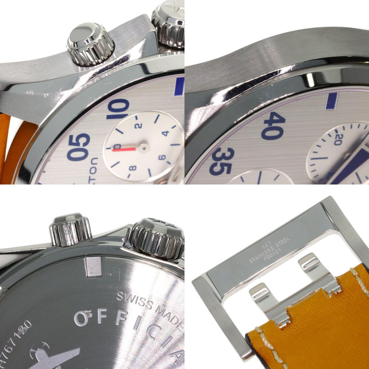 HAMILTON Khaki Aviation Chronograph Watches H767120 Stainless Steel/Leather mens