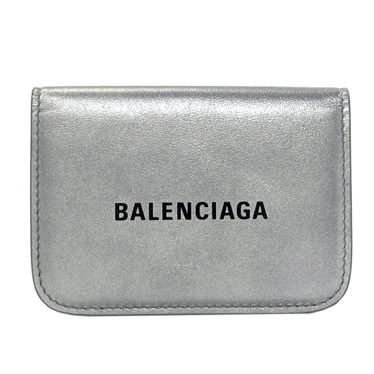 BALENCIAGA Logo Tri-fold Wallet Mini Wallet Bifold Wallet with Coin Pocket Leather Ladies [Used]