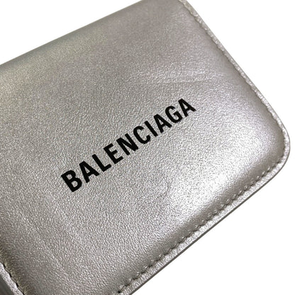 BALENCIAGA Logo Tri-fold Wallet Mini Wallet Bifold Wallet with Coin Pocket Leather Ladies [Used]