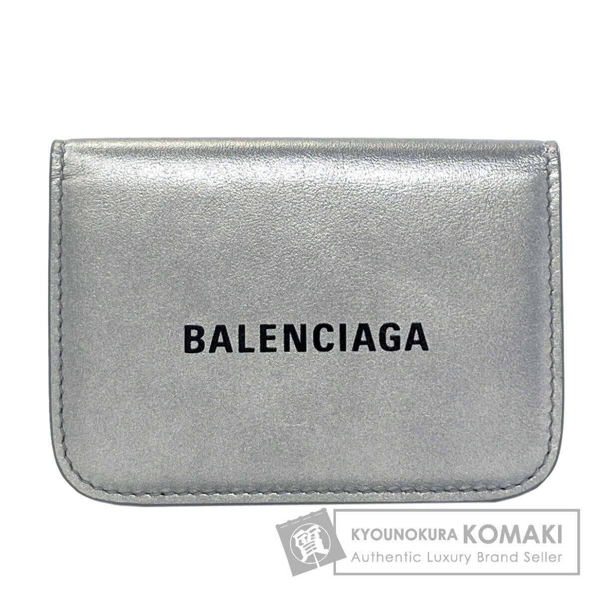 BALENCIAGA Logo Tri-fold Wallet Mini Wallet Bifold Wallet with Coin Pocket Leather Ladies [Used]