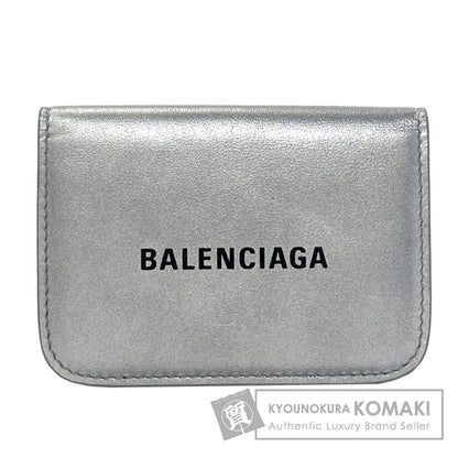 BALENCIAGA Logo Tri-fold Wallet Mini Wallet Bifold Wallet with Coin Pocket Leather Ladies [Used]