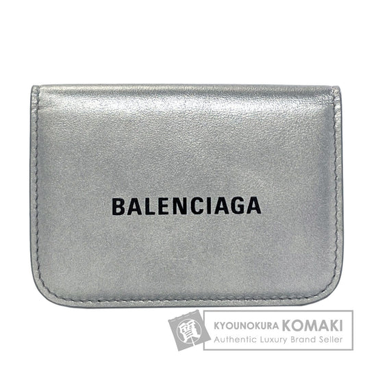 BALENCIAGA Logo Tri-fold Wallet Mini Wallet Bifold Wallet with Coin Pocket Leather Ladies [Used]