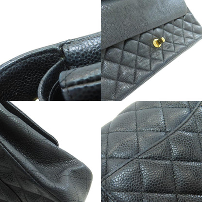 CHANEL Matelasse Double Flap Gold Hardware Shoulder Bag Grained Calfskin Skin Ladies [Used]
