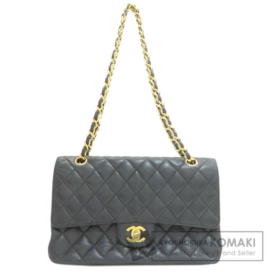 CHANEL Matelasse Double Flap Gold Hardware Shoulder Bag Grained Calfskin Skin Ladies [Used]