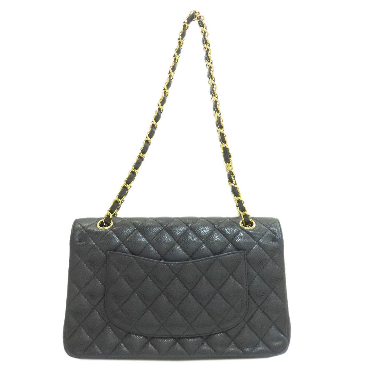 CHANEL Matelasse Double Flap Gold Hardware Shoulder Bag Grained Calfskin Skin Ladies [Used]