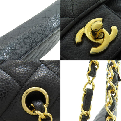 CHANEL Matelasse Double Flap Gold Hardware Shoulder Bag Grained Calfskin Skin Ladies [Used]