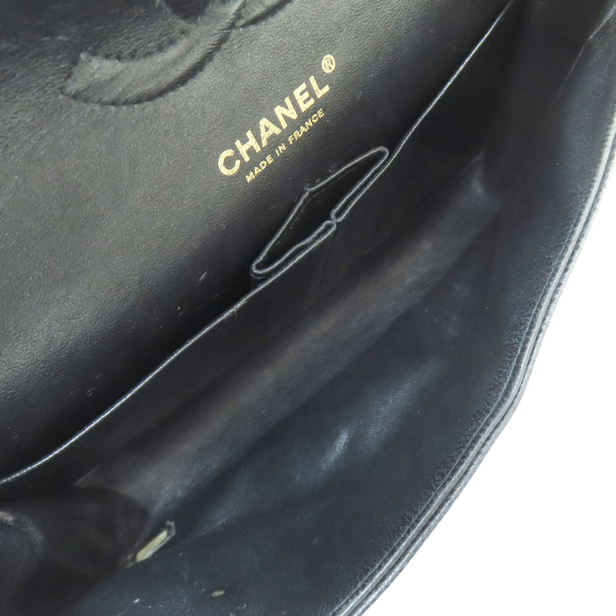 CHANEL Matelasse Double Flap Gold Hardware Shoulder Bag Grained Calfskin Skin Ladies [Used]