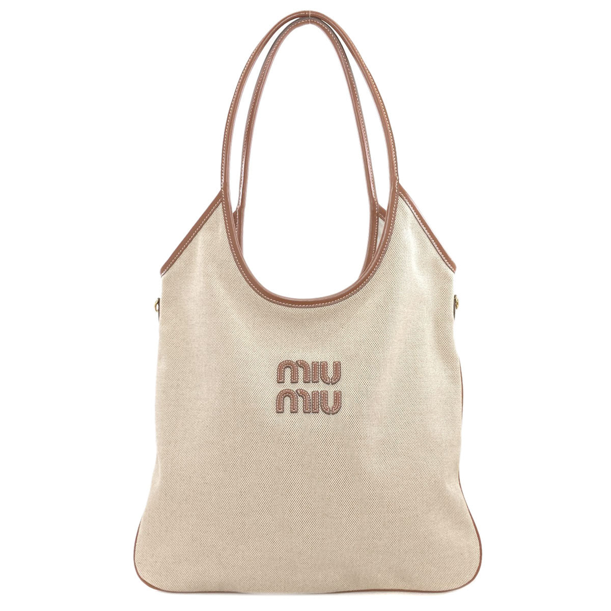 MIUMIU logo Tote Bag Canvas Ladies [Used]