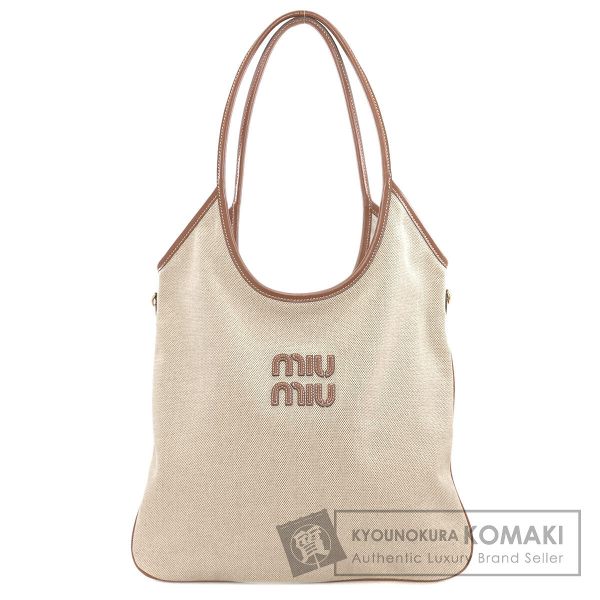 MIUMIU logo Tote Bag Canvas Ladies [Used]