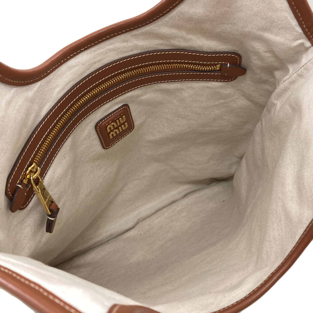 MIUMIU logo Tote Bag Canvas Ladies [Used]