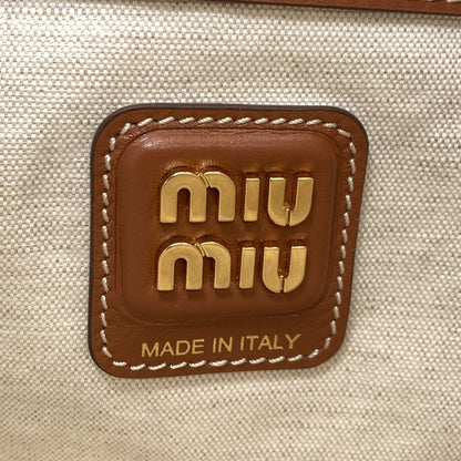 MIUMIU logo Tote Bag Canvas Ladies [Used]