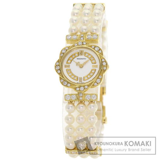MIKIMOTO Pearl watch Pearl Diamond Watches 052-105 K18 Yellow Gold/PearlxK18YG Ladies