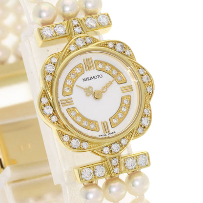 MIKIMOTO Pearl watch Pearl Diamond Watches 052-105 K18 Yellow Gold/PearlxK18YG Ladies